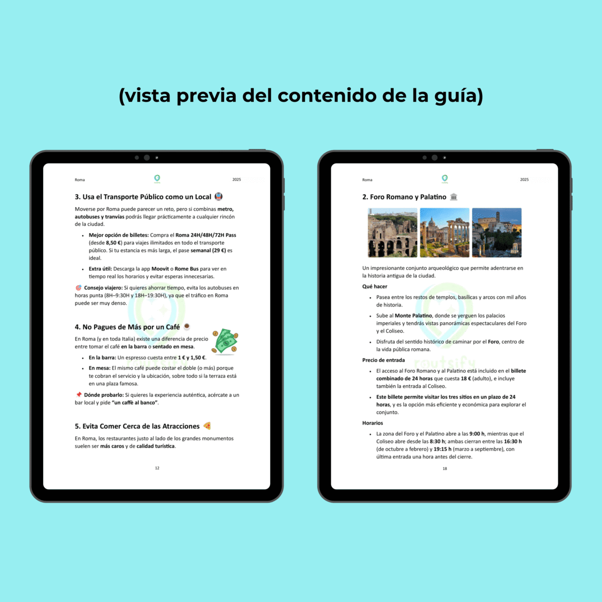 Guías de recomendaciones - ROMA | Consejos, transportes, mapas, restaurantes, actividades, apps