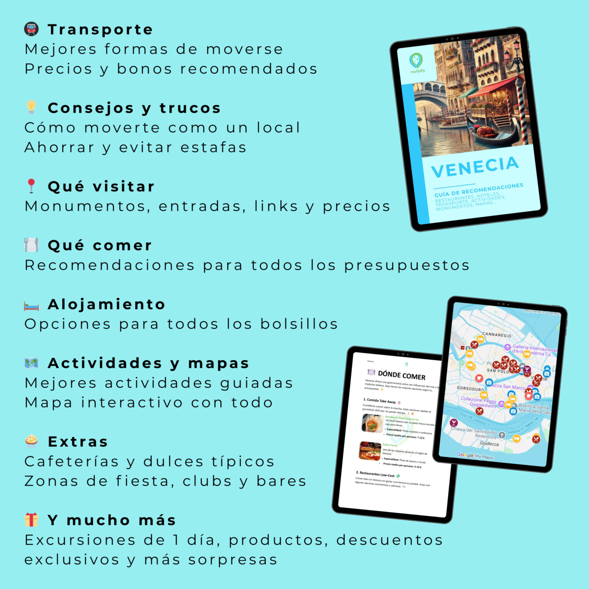 Guías de recomendaciones - VENECIA | Consejos, transportes, mapas, restaurantes, actividades, apps