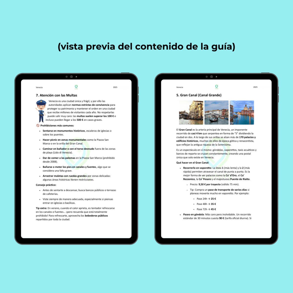 Guías de recomendaciones - VENECIA | Consejos, transportes, mapas, restaurantes, actividades, apps