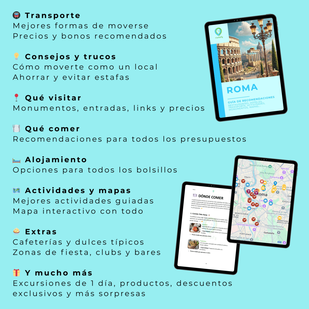 Guías de recomendaciones - ROMA | Consejos, transportes, mapas, restaurantes, actividades, apps