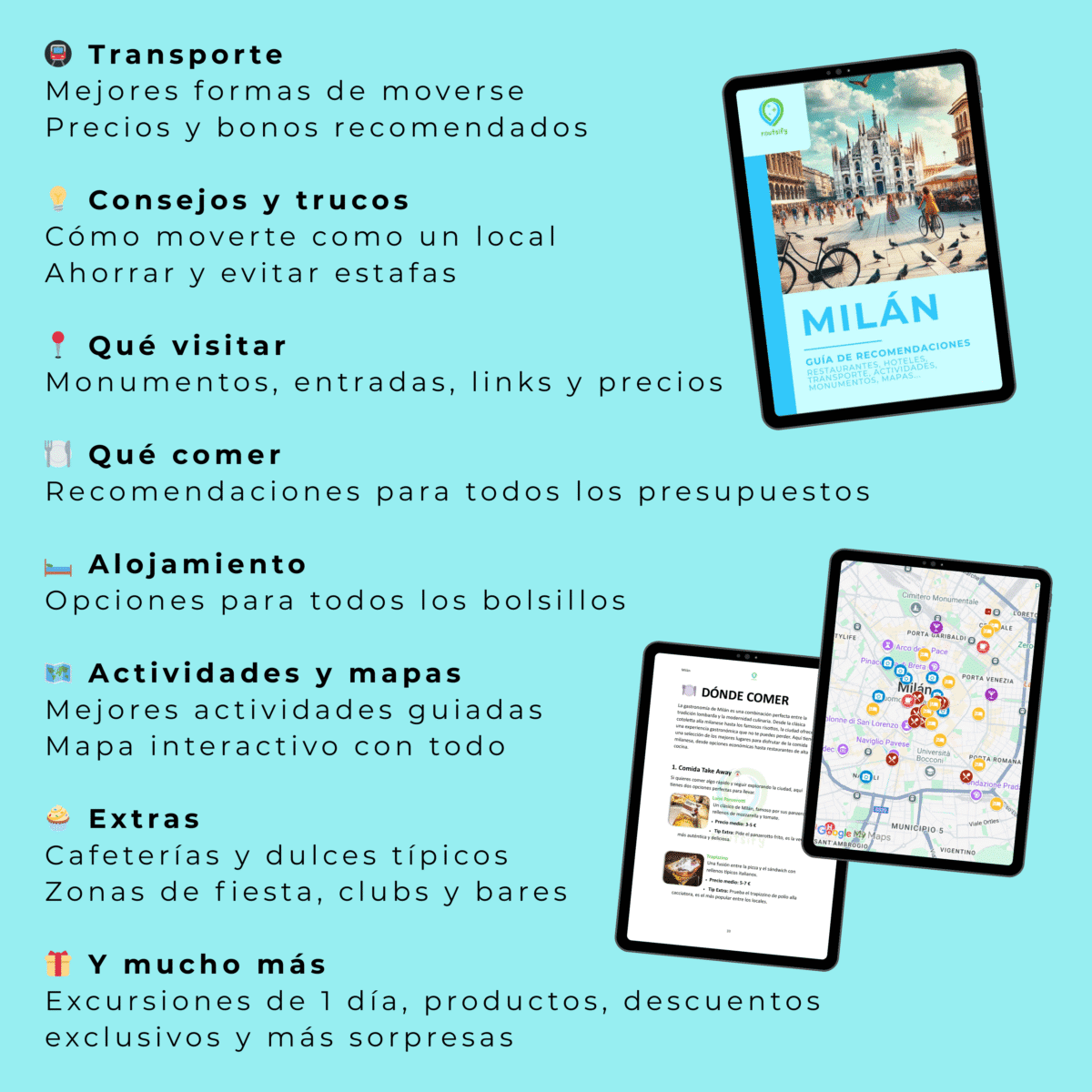 Guías de recomendaciones - MILAN | Consejos, transportes, mapas, restaurantes, actividades, apps