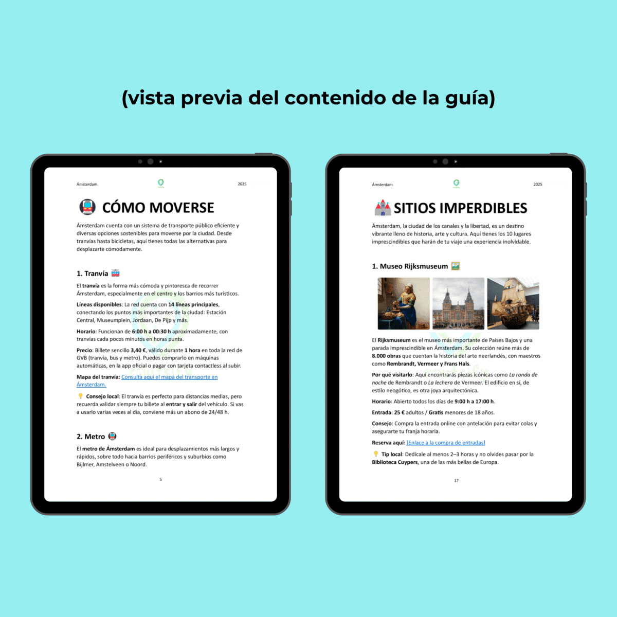 Guías de recomendaciones - AMSTERDAM | Consejos, transportes, mapas, restaurantes, actividades, apps