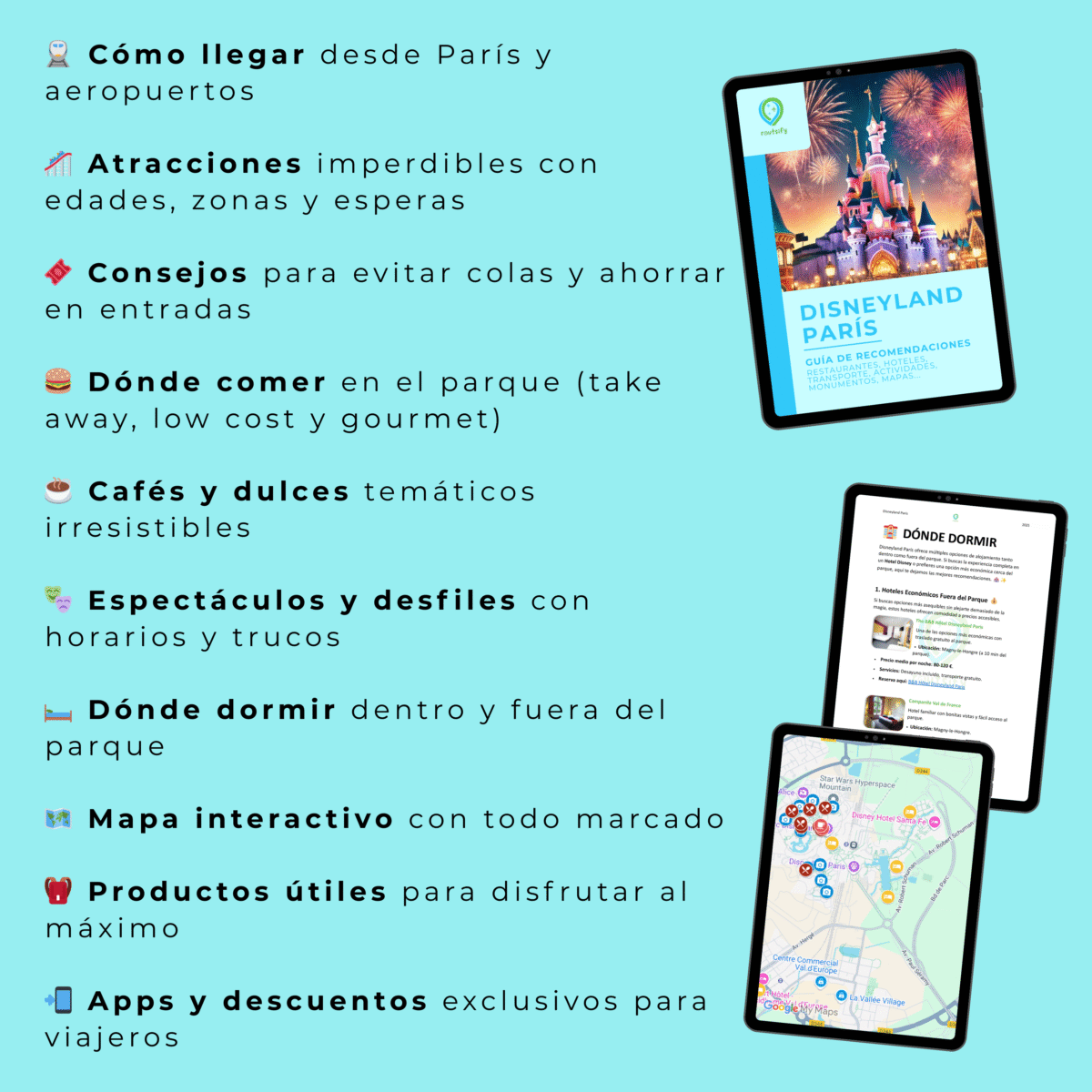 Guías de recomendaciones - DISNEYLAND PARIS | Consejos, transportes, mapas, restaurantes, actividades, apps