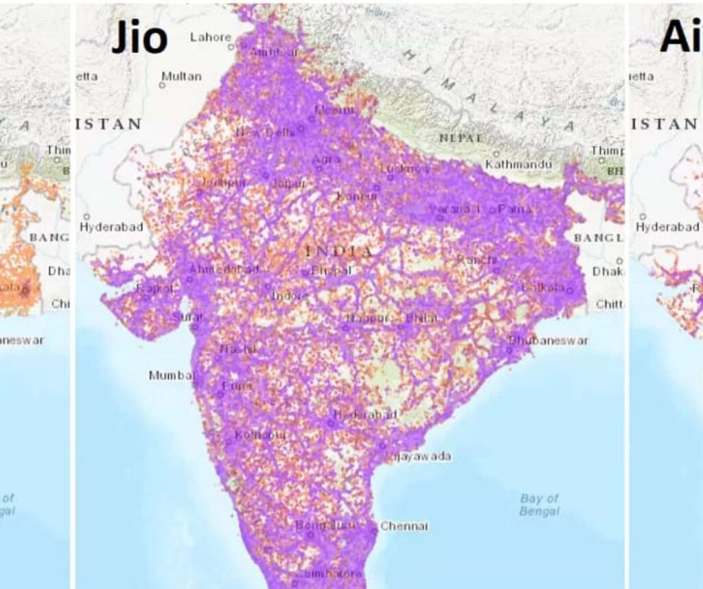 Mapa de la India con cobertura eSIM