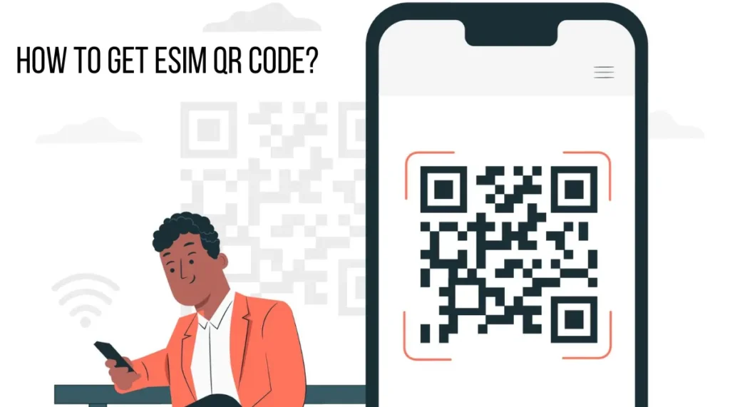 pantalla de instalación de eSIM y código QR visible.