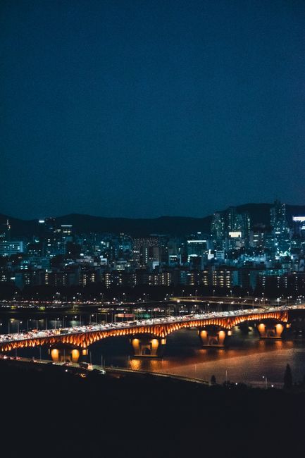 Horizonte nocturno de Seúl, sugerencia para un viaje a Corea del Sur en 10 días